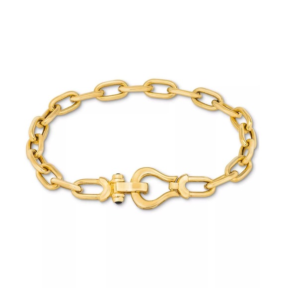 Jewelry - Italian Gold Horseshoe Clasp Paperclip Link Bracelet – 14K Gold-Plated Silver